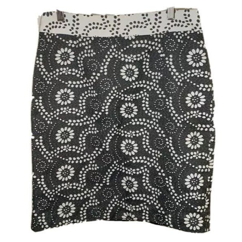Banana Republic Skirt Womens 6 Gray Pencil Floral Above Knee Lined Work Career